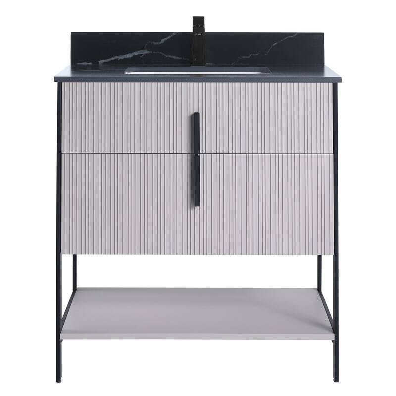 Fine Fixtures Serenity Modern Bathroom Vanity with Black Sintered Stone Top