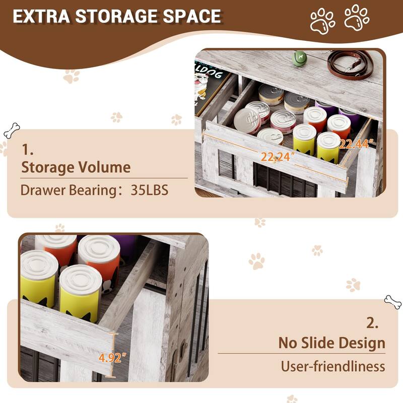 47" Large Dog Crate Furniture w/ 2 Storage Draws