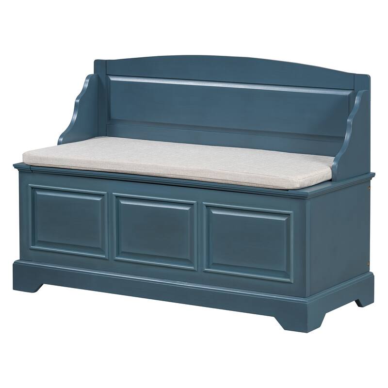 41.7" Retro Shoe Storage Bench with Safe Soft-Close Devices and Cushion