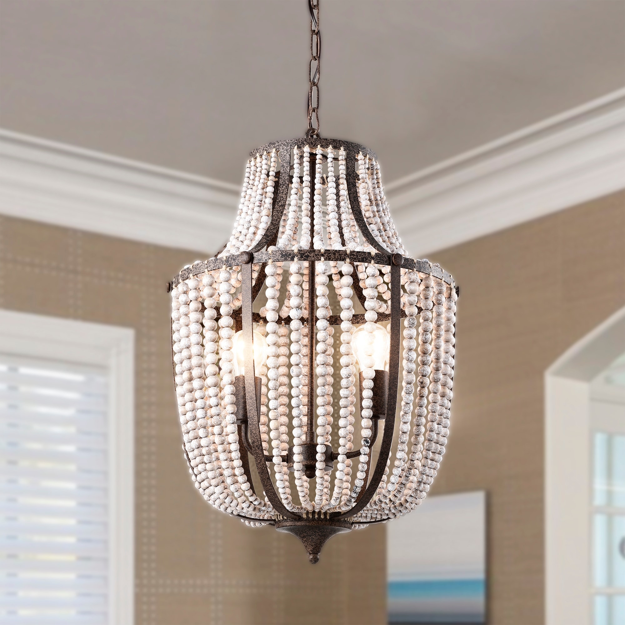 Warehouse of Tiffany Nori 16 Inch Antique Beads Bohemian Pendant Chandelier 2-Light