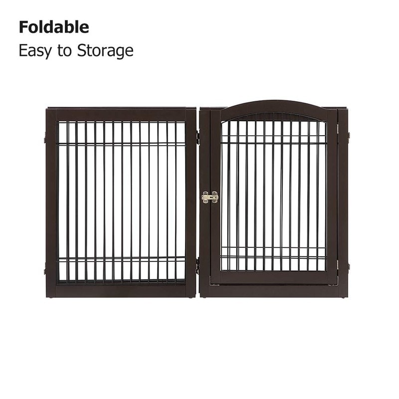 Unipaws Pet Playpen for Dogs Freestanding 6 Panels Dog Gate White