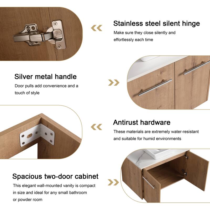 ARTCHIRLY 24"/30" Bathroom Vanity with Sink, Floating Bathroom Vanity with 2 Soft Close Doors
