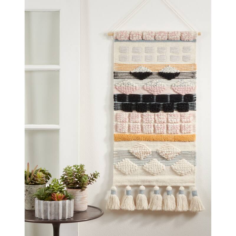 Chunky Tassels Design Textured Woven Wall Hanging