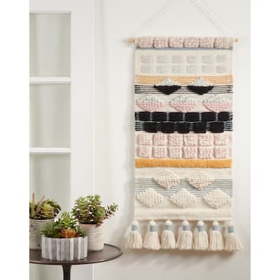 Chunky Tassels Design Textured Woven Wall Hanging