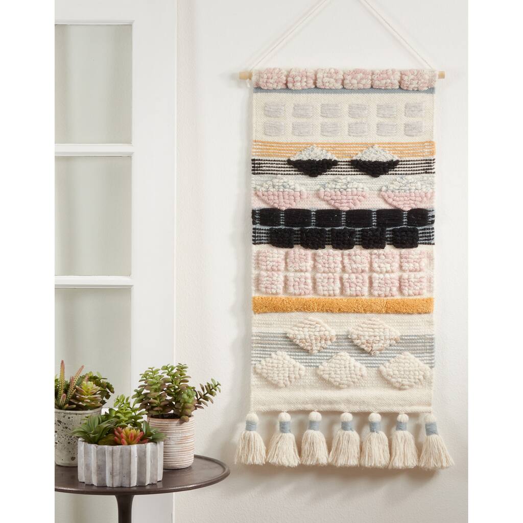 Chunky Tassels Design Textured Woven Wall Hanging