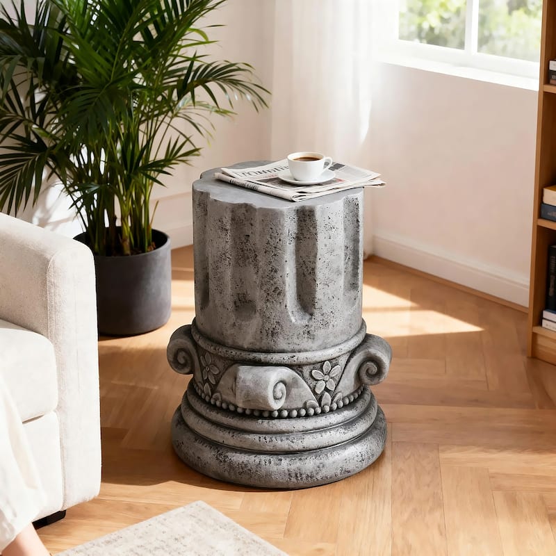 Modern Small Round Side Table for Cement Outdoor Garden Accent indoor and Outdoor