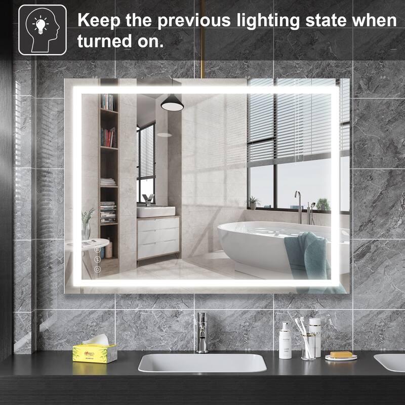 Bathroom Mirror with Lights, Anti-Fog, 3 Color
