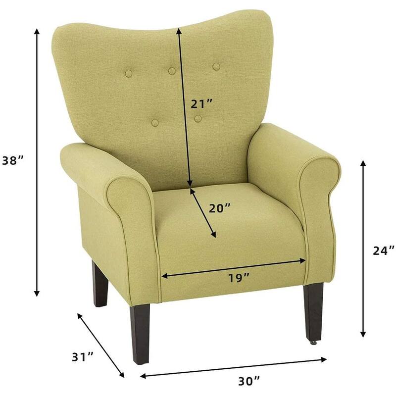 Erommy Wing back Arm Chair, Upholstered Fabric High Back Chair with Wood Legs