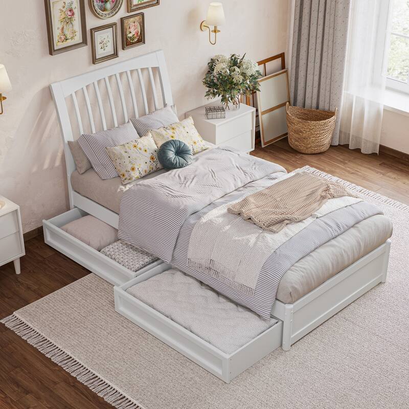 Roslyn Platform Bed with Panel Footboard and Storage Drawers