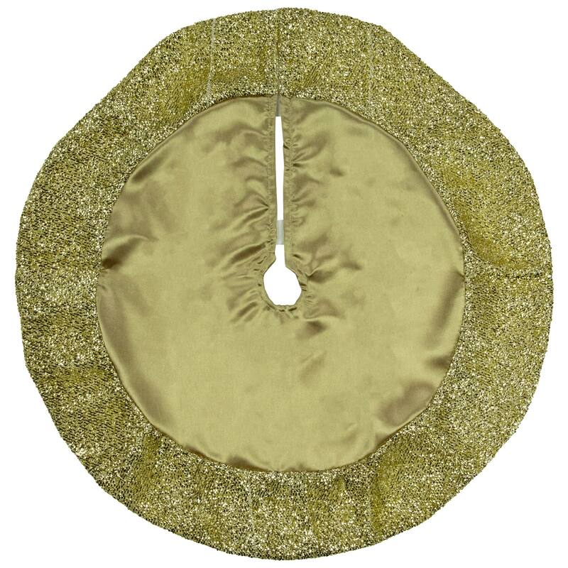 20" Gold Mini Christmas Tree Skirt with Tinsel Trim