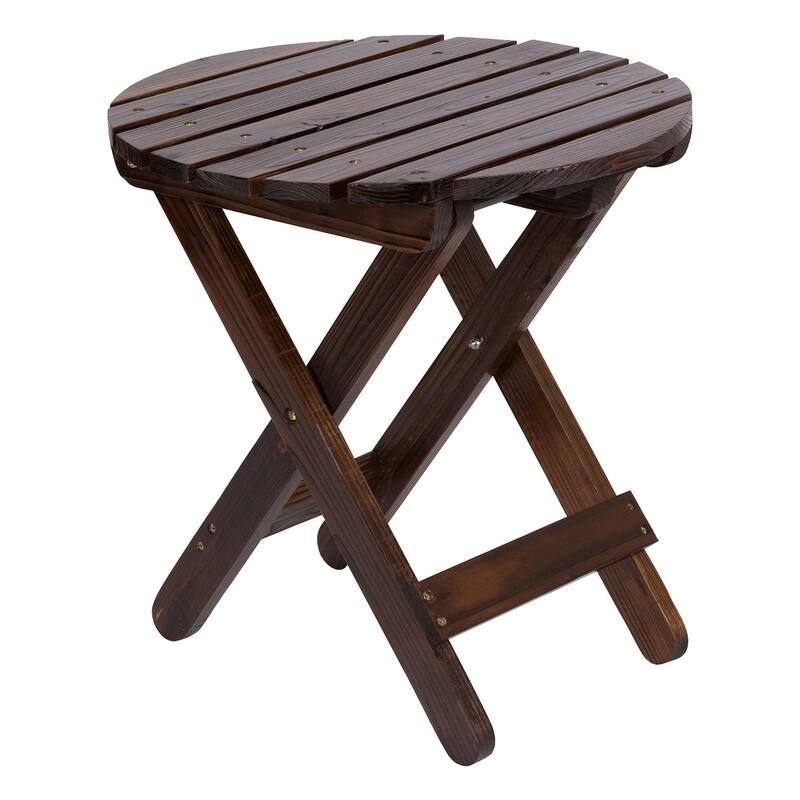 Remedy 19" Assembled Cedar Wood Round Collapsible Folding Table
