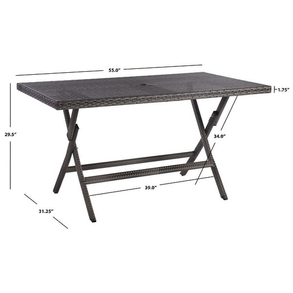 SAFAVIEH Outdoor Akita Folding Table with Umbrella Hole - 54.6" x 31.2