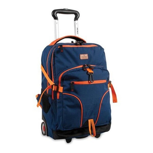 navy blue rolling backpack