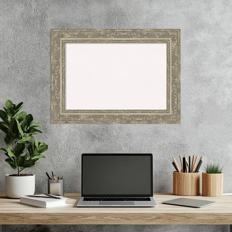 Filigree Silver Framed Cork Board - Bulletin Board, Organization Board, Pin Board