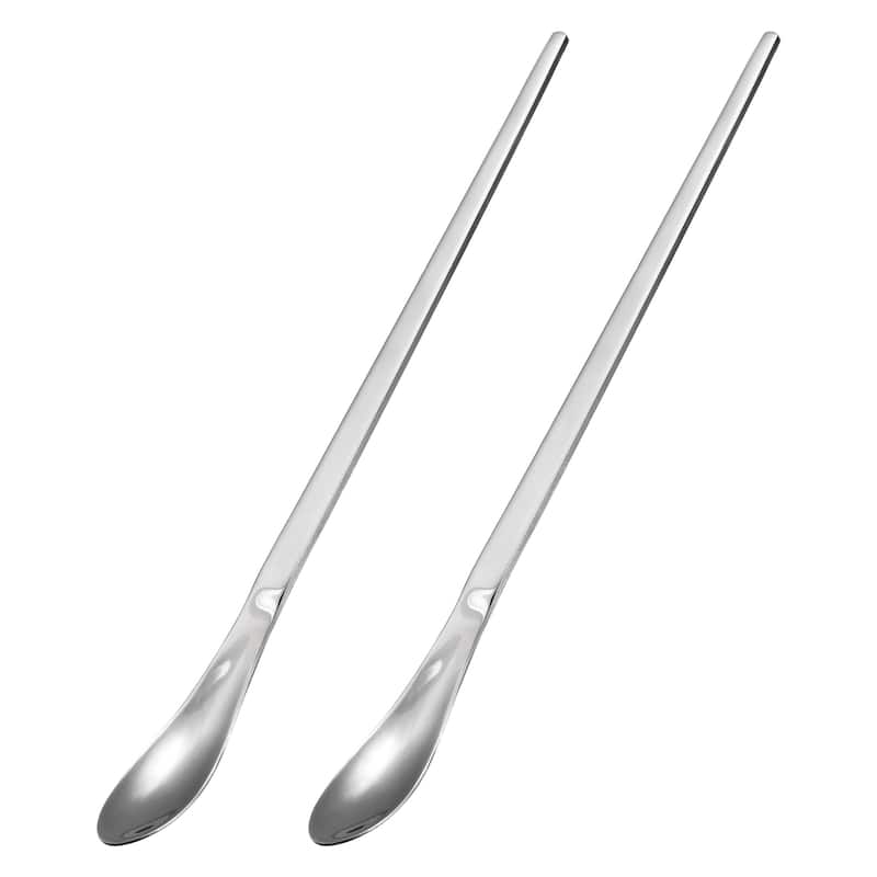 2Pcs 10-Inch Stainless Steel Cocktail Beverage Stirring Spoons