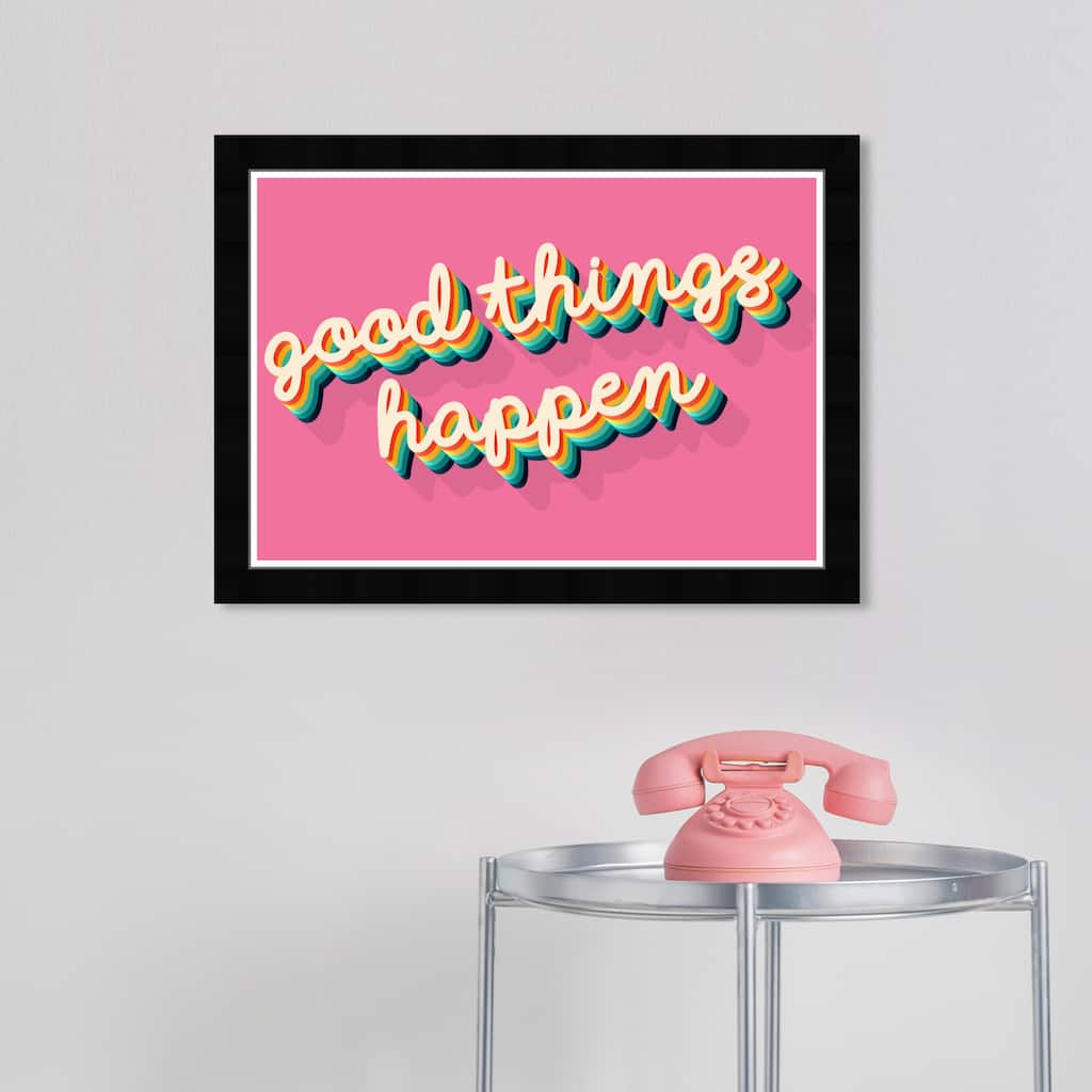 Wynwood Studio Prints Typography and Quotes Good Things Pink Pink and Dark Pink Modern & Contemporary Wall Art Canvas Print
