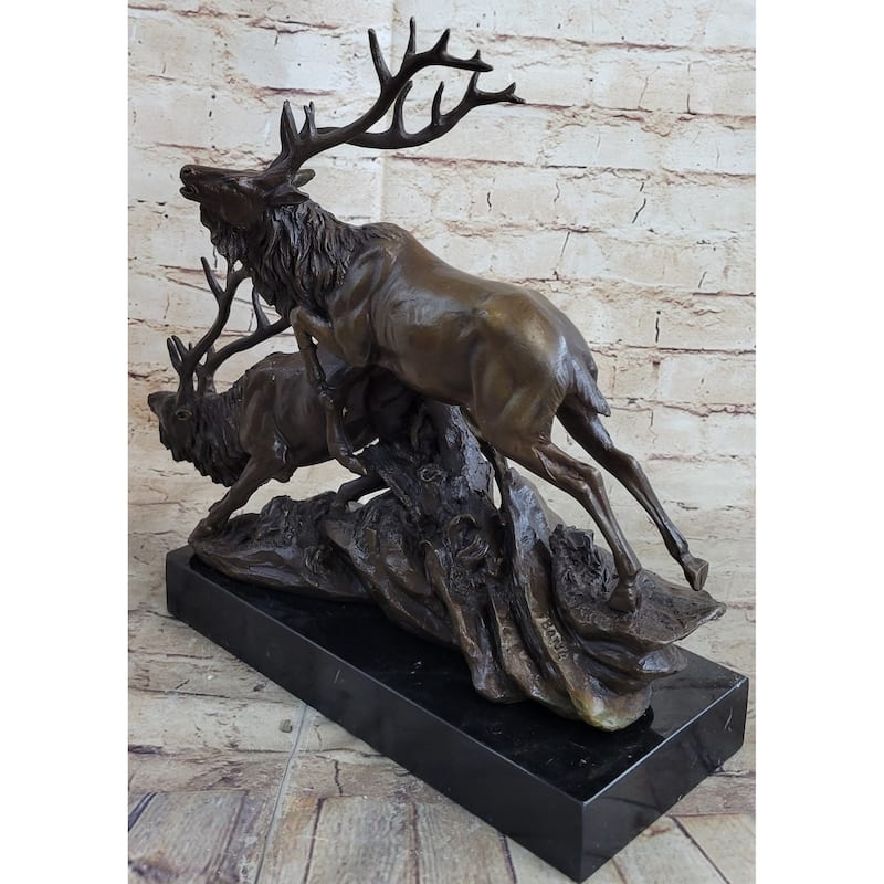 Caribou Elk Stag Buck Bronze Sculpture Trophy Hunter By Truffot Hot Cast Figure