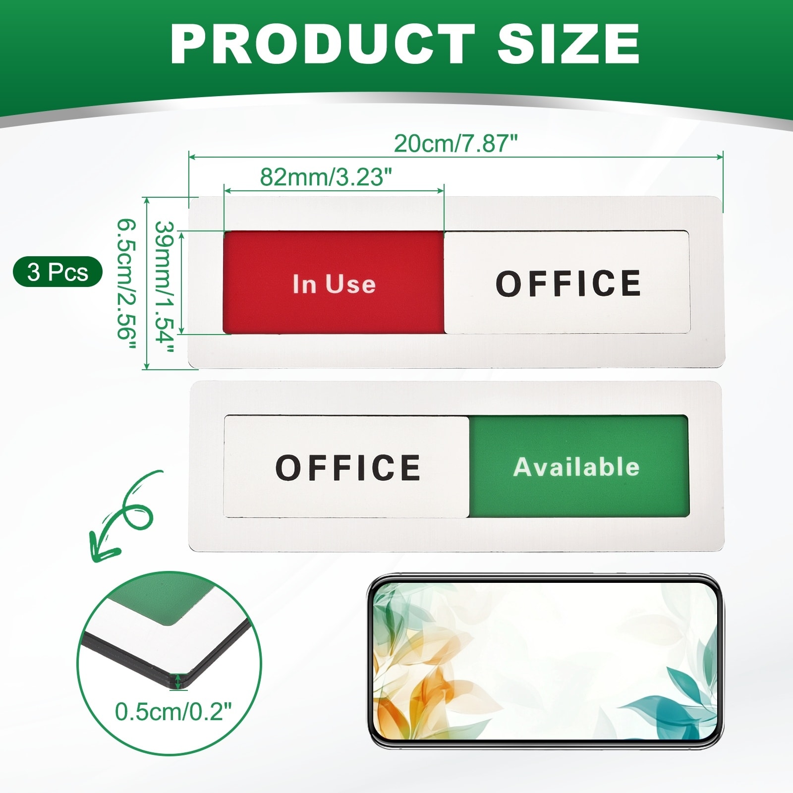 Office Door Signs Available in Use Sign Acrylic Self-Adhesive Office Supplies Sticker 1 - Black