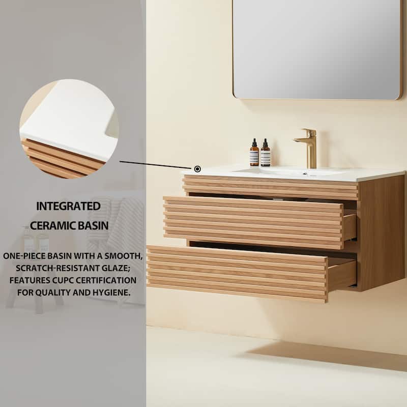 Wall Mounted Single Vanity with Ceramic Sink