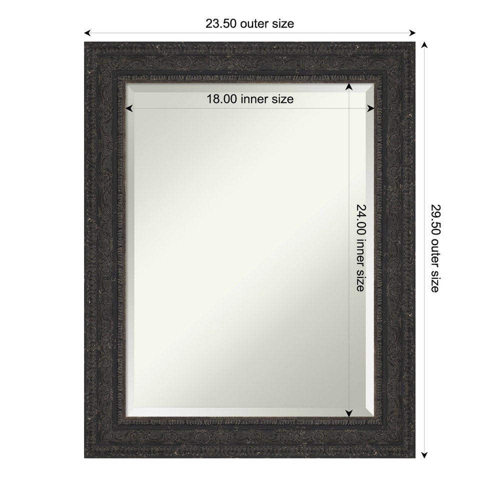 Attic Aged Beveled Wood Framed Bathroom Vanity Wall Mirror