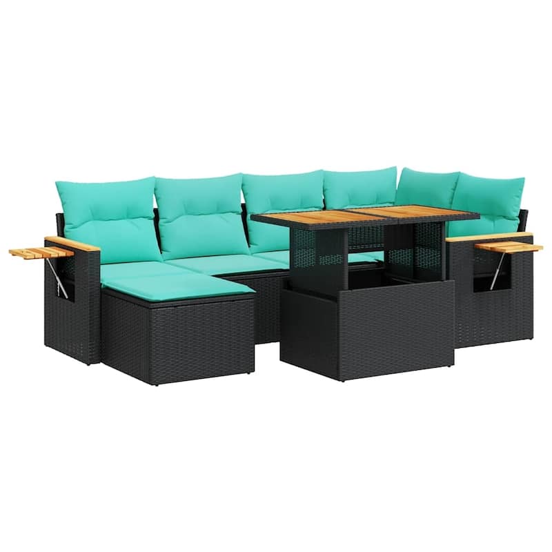 vidaXL Patio Sofa Set with Cushions Outdoor Furniture 7 Piece Poly Rattan