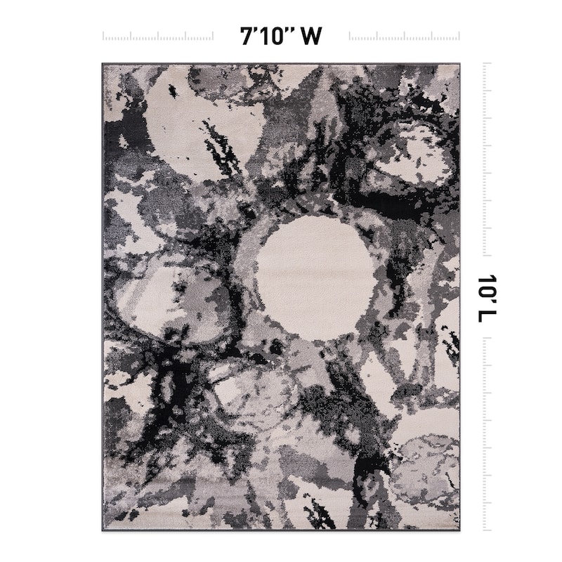 World Rug Gallery Contemporary Abstract Circles Black Area Rug