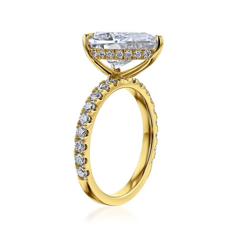 Kobelli 3.3 Carat Lab Grown Diamond Solid 14k Gold Pear Hidden Halo Payton Ring