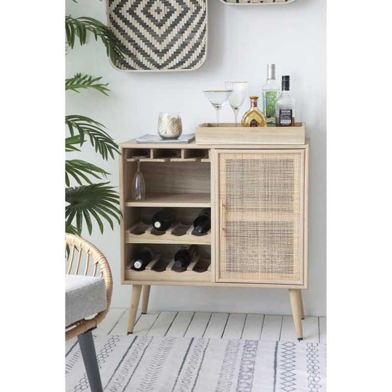 Wine Rack Single Door Cabinet - 30.75" - Beige