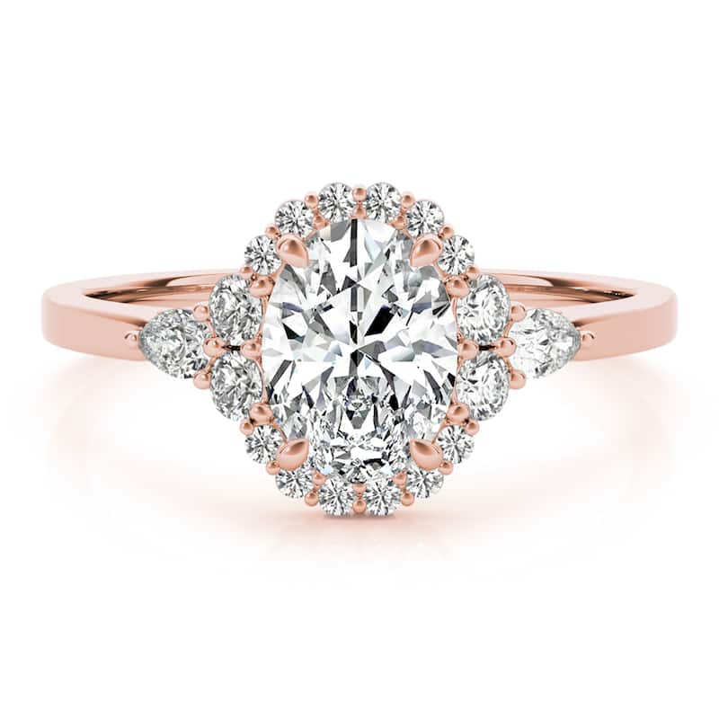 Auriya 14k Rose Gold Lab Grown Oval Diamond Halo Engagement Ring 0.50 to 5.00 ct. tw. (F-G VS)