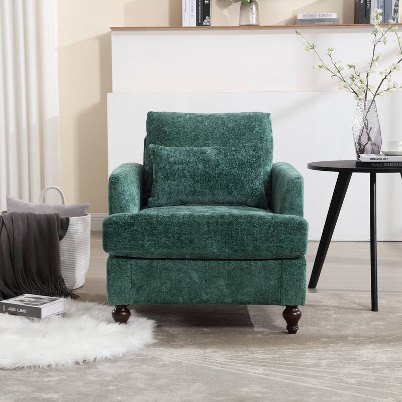 Tufted Club Chair Office Chair, Emerald Vintage Sofa Chair Armchair Leisure Chair Accent Chair with Wooden Frame