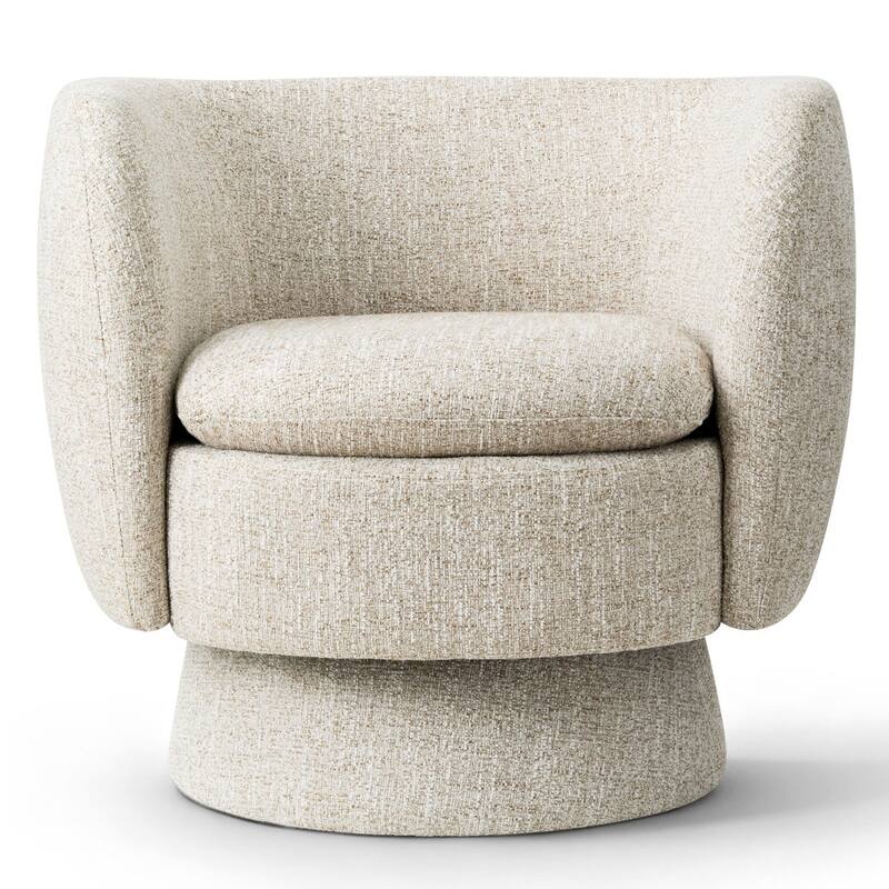 Upholstered 360 Swivel Barrel Accent Armchair(Set of 2)