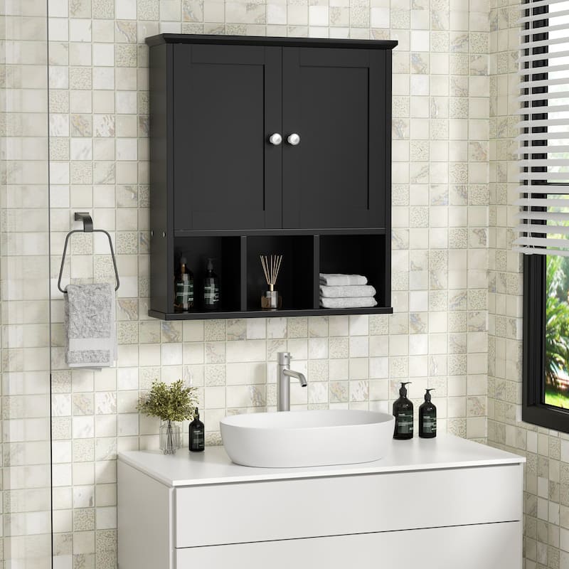 2-Door Wall-Mounted Bathroom Cabinet with Storage Space for Bathroom, Kitchen, or Office