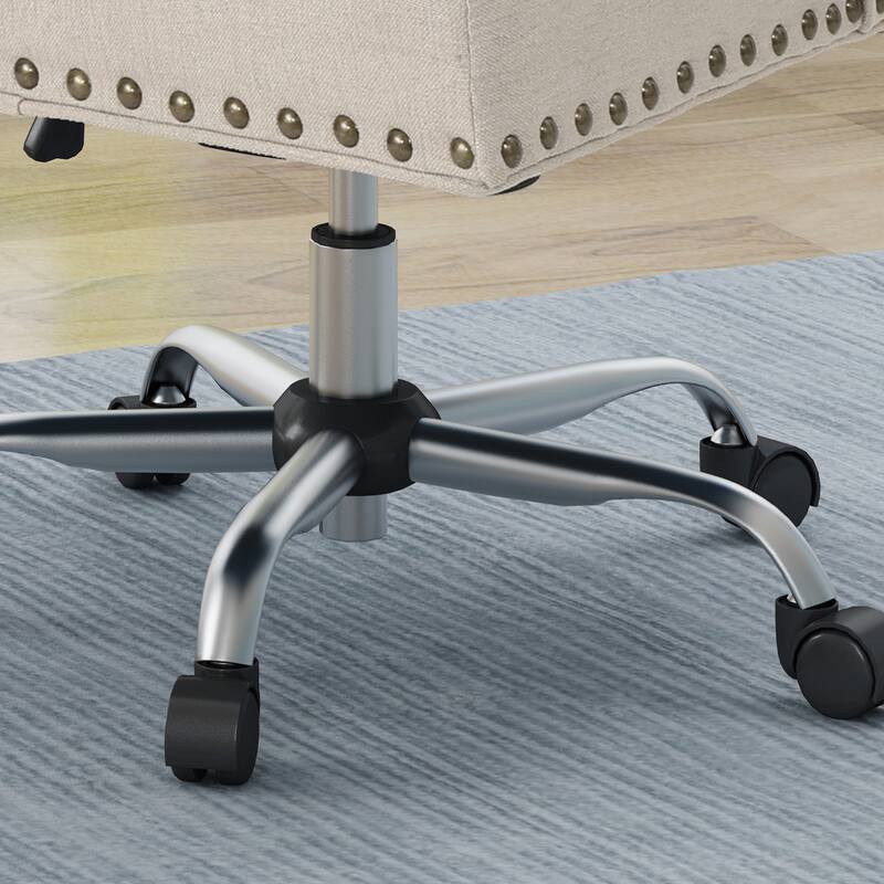 Home Office Chair with Wheels, Adjustable Height Cotton Dressing Stool, Ergonomic 360° Armless Rotating Work Chair - N/A