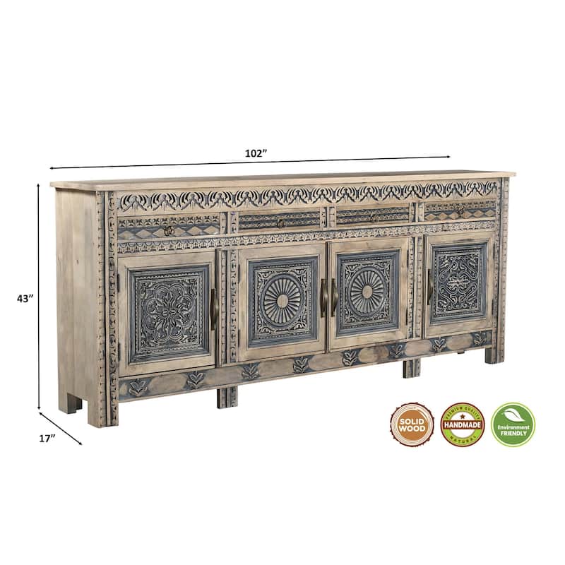 Clara Carved Solid Wood Sideboard