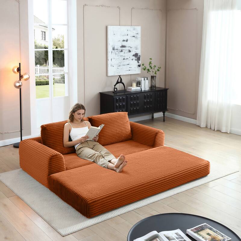 2-in-1 Folding Convertible Sofa Bed, Modern Corduroy Sleeper Couch