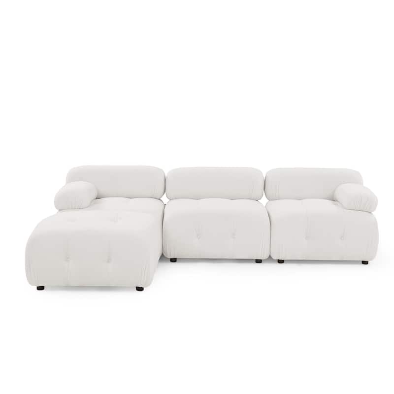 Modular Sectional Sofa, Button Tufted Designed and DIY Combination, L-Shaped Velvet Upholstered Couch with Reversible Ottoman