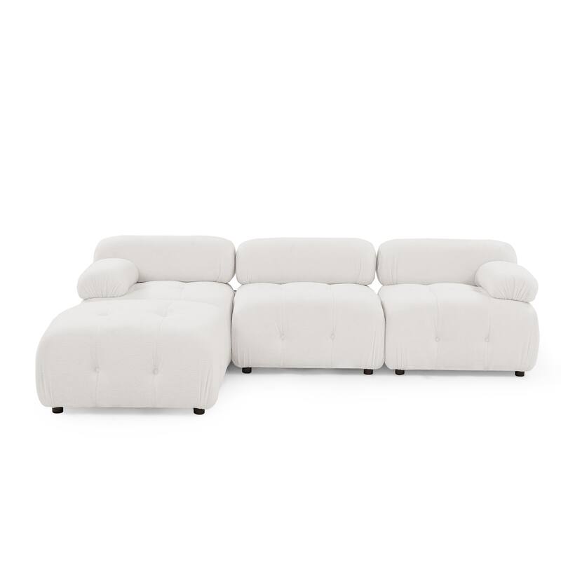 Modular Sectional Sofa, Velvet Button Tufted Designed & DIY Combination, L-Shaped Couch with Reversible Ottoman for Living Room