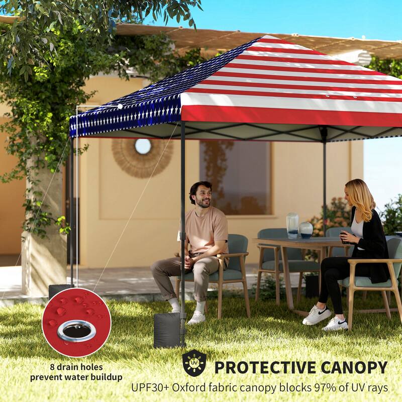 Outsunny 10 x 10 ft Pop Up Canopy Tent with One Push Setup, Easy Setup Outdoor Portable Instant Canopy Shelter
