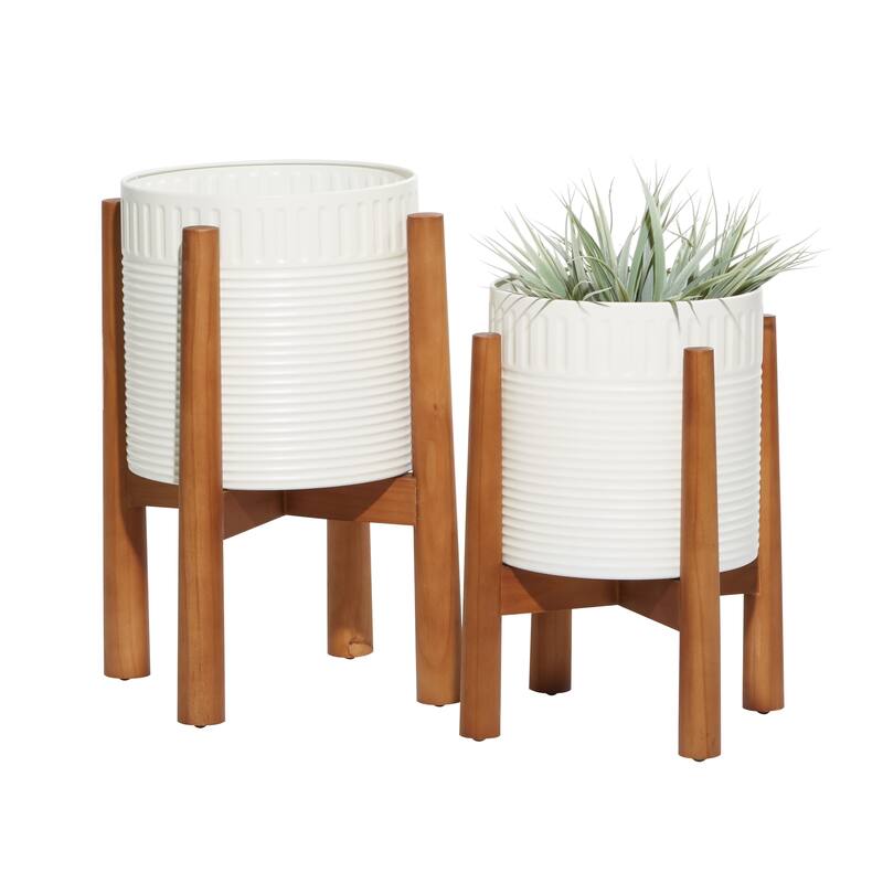 Iron Coastal Planter (Set of 2) - 10 x 10 x 18