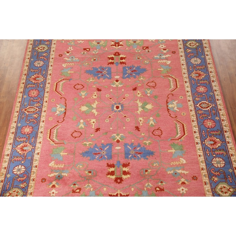 Transitional Floral Oushak Area Rug Handmade Wool Carpet - 8'11"x 11'11"