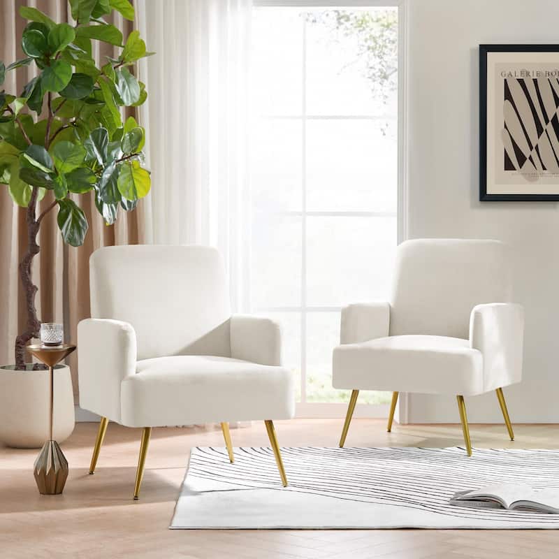 Ferrera Comfy Accent Armchair with Recessed Arms Set of 2