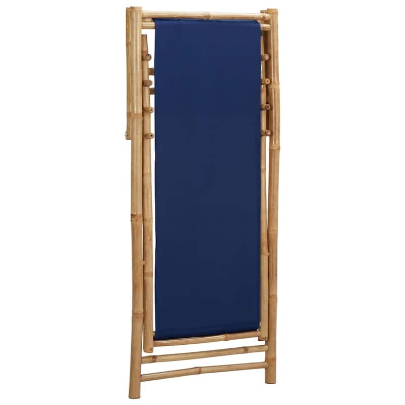 vidaXL Patio Deck Chair Sling Chair for Balcony Deck Porch Bamboo and Canvas - 23.6" x (42.5"-48.4") x (24.4"-36.6")