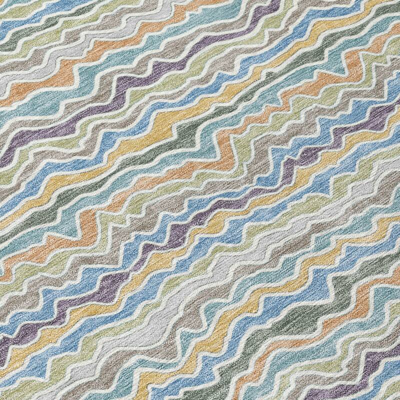 Machine Washable Indoor/ Outdoor Ziggy Stripe Chantille Rug