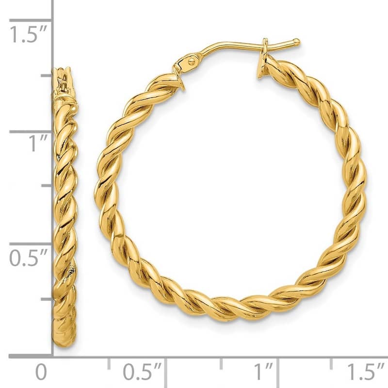 Curata 14k Yellow Gold Polished Twist Hoop Earrings - 31.32x30.65mm