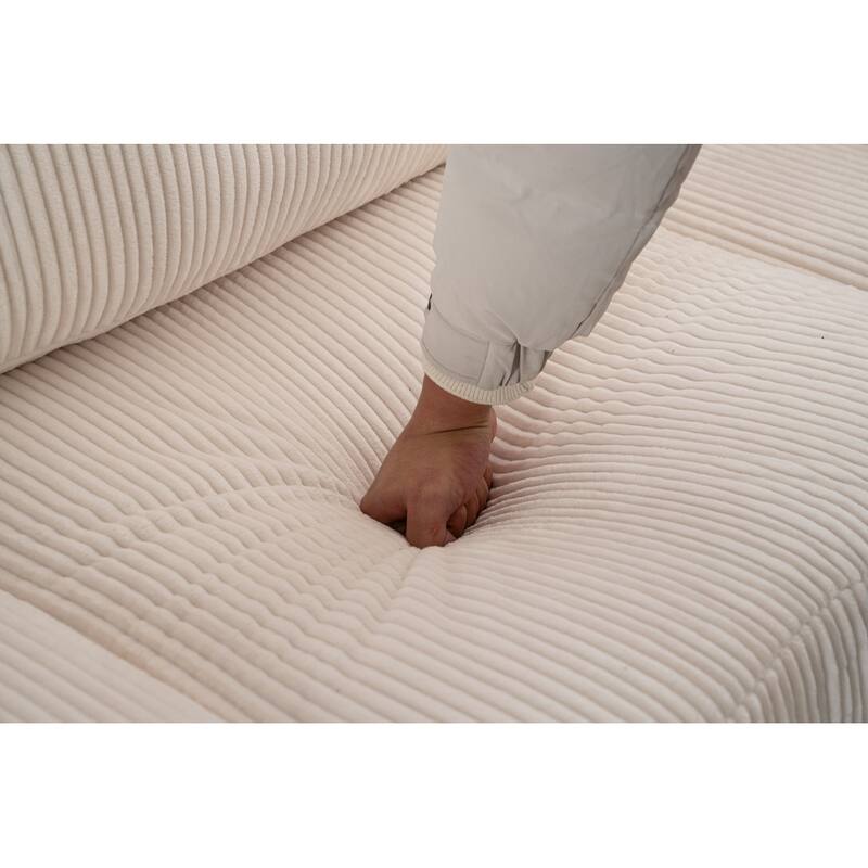 83.66" L-Shaped Sectional Sofa with Storage and Pull Out Bed