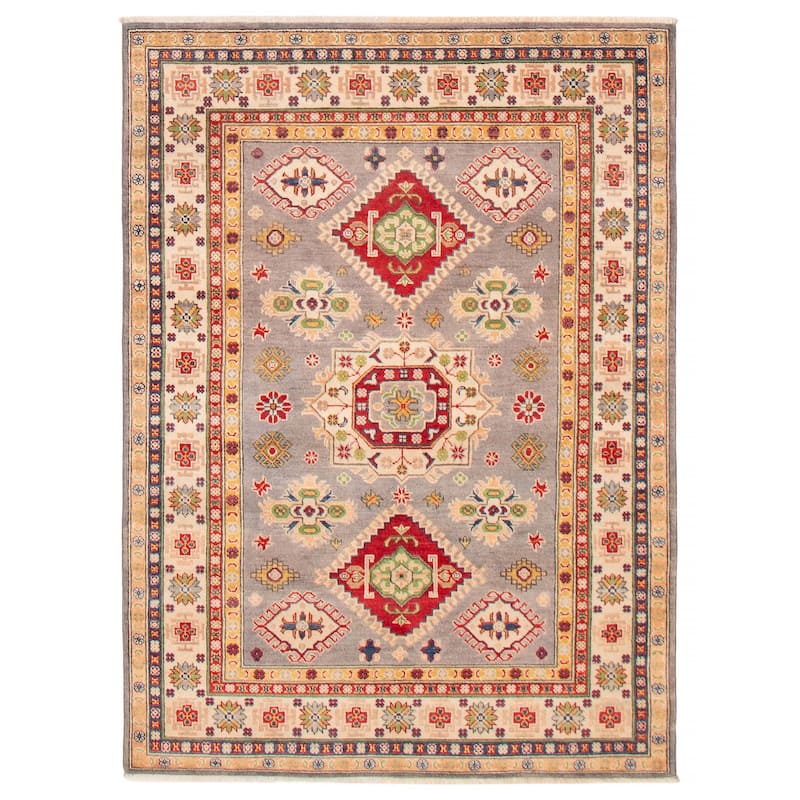 ECARPETGALLERY Hand-knotted Uzbek Ghazni Grey Wool Rug - 5'1 x 7'0 - Grey - 5'1 x 7'0