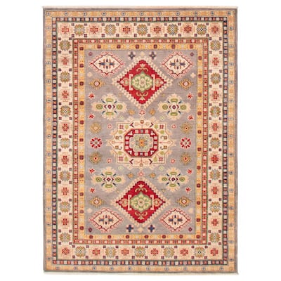 ECARPETGALLERY Hand-knotted Uzbek Ghazni Grey Wool Rug - 5'1 x 7'0