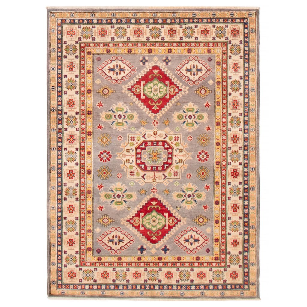 ECARPETGALLERY Hand-knotted Uzbek Ghazni Grey Wool Rug - 5'1 x 7'0