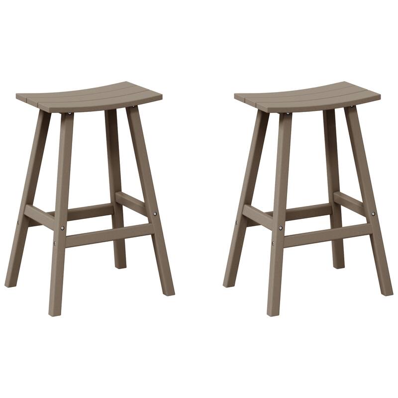 Laguna Hdpe All Weather Outdoor Patio 29" Saddle Seat Bar Stool (Set Of 2)
