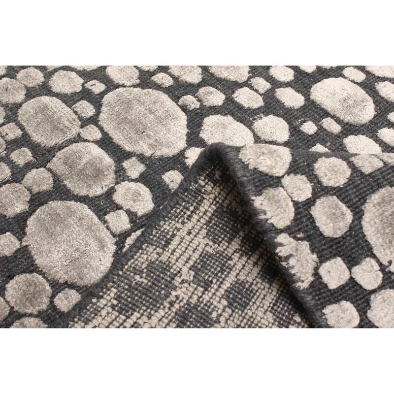 ECARPETGALLERY Hand Loomed Elysian Light Grey Viscose, Wool Rug - 4'11 x 7'0